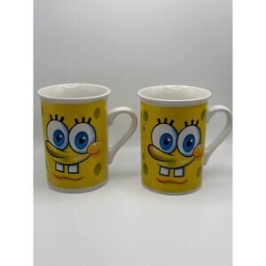 SpongeBob SquarePants Coffee Mugs Set of 2 Viacom 2011 Cartoon Novelty Y2K